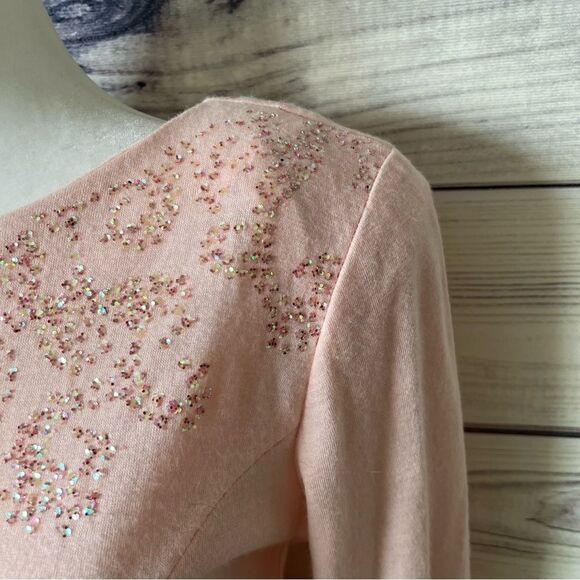 Vintage Clues Collections Blush Pink Belted Long Sleeve Flare Dress - Picture 5 of 12